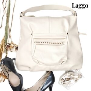 LAGGO Cream Pebbled Joyce Hobo Shoulder Bag